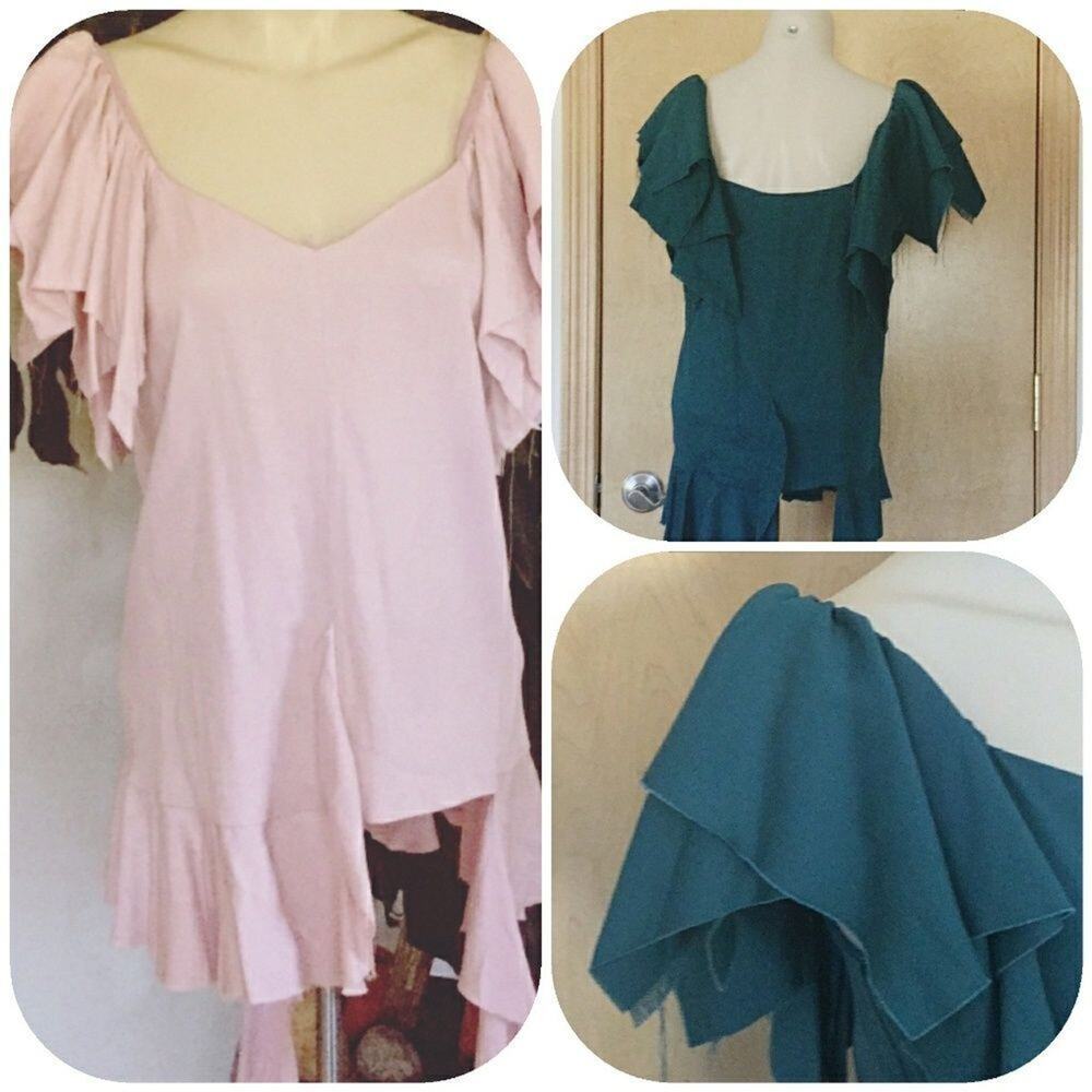 Erika Cavallini ruffled silk green blouse.